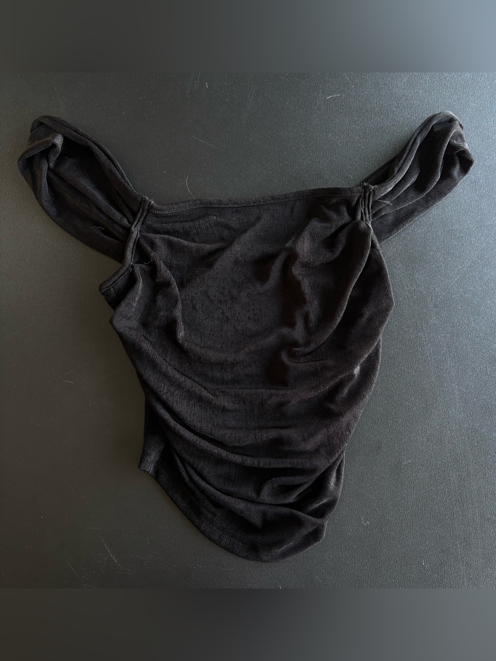 Black Women's Ruched Off-Shoulder Top